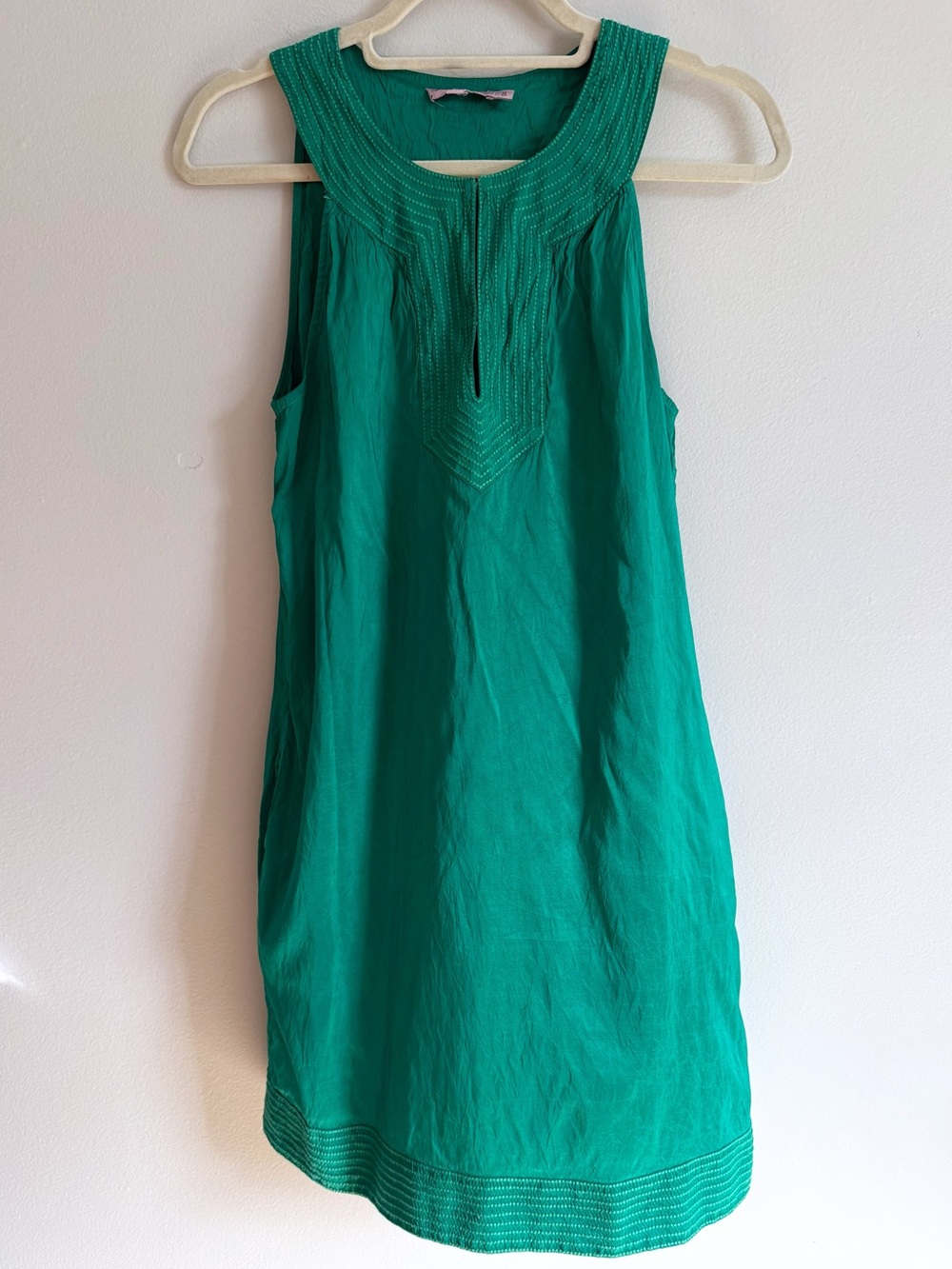 Calypso St. Barth Emerald Green Sleeveless Dress 100% Silk for Cruise Vacations